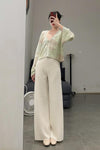 SWAYING/KNIT Seamless wool dark crease trousers SW22AW3B14 White